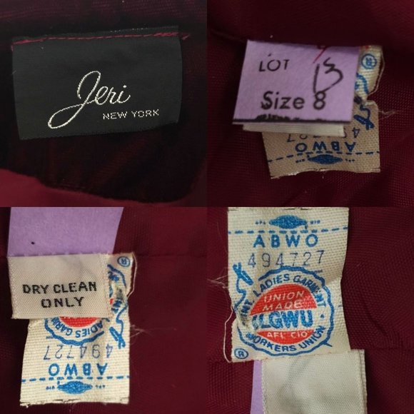 Jeri New York Velvet Jacket Blazer Womens 8 Burgundy Rhinestones Long Sleeve - Picture 8 of 16